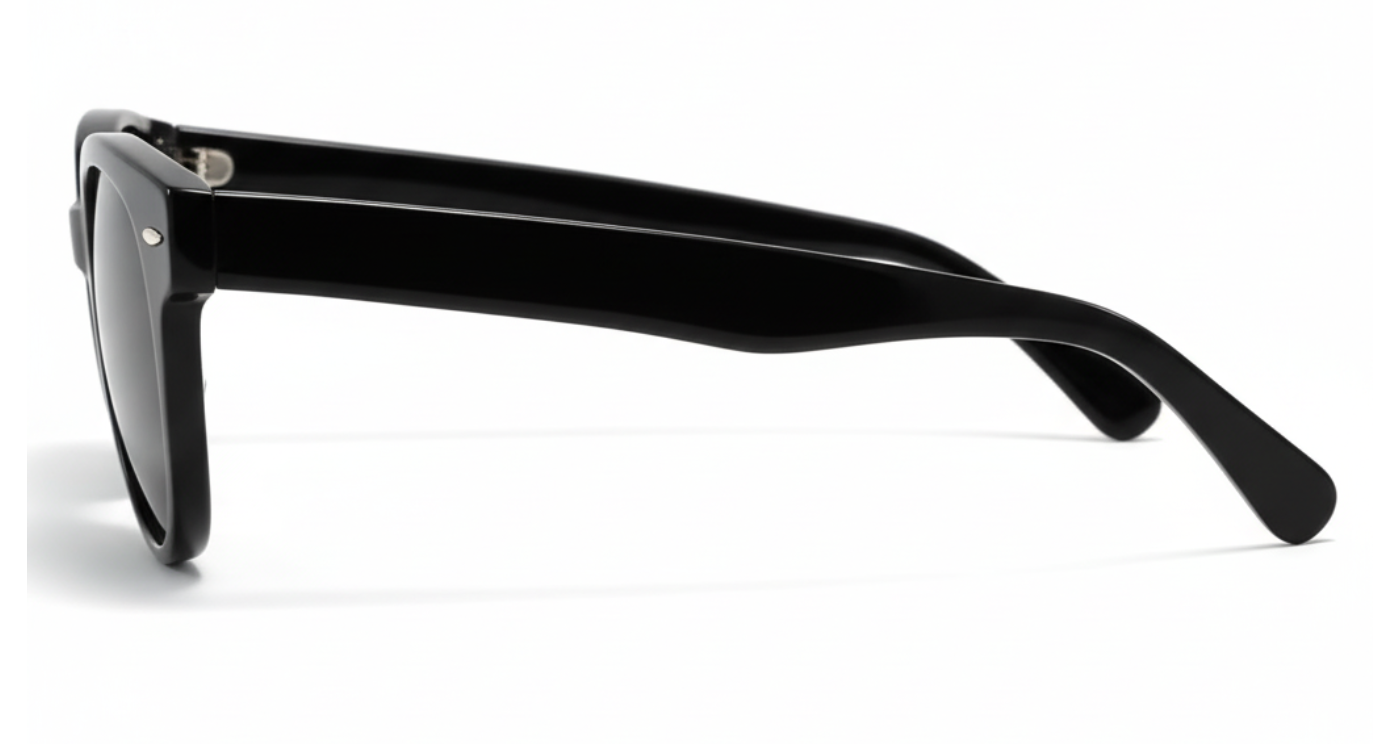 Missandtrendy zenith round sunglasses with black frame and black lens 90º side view