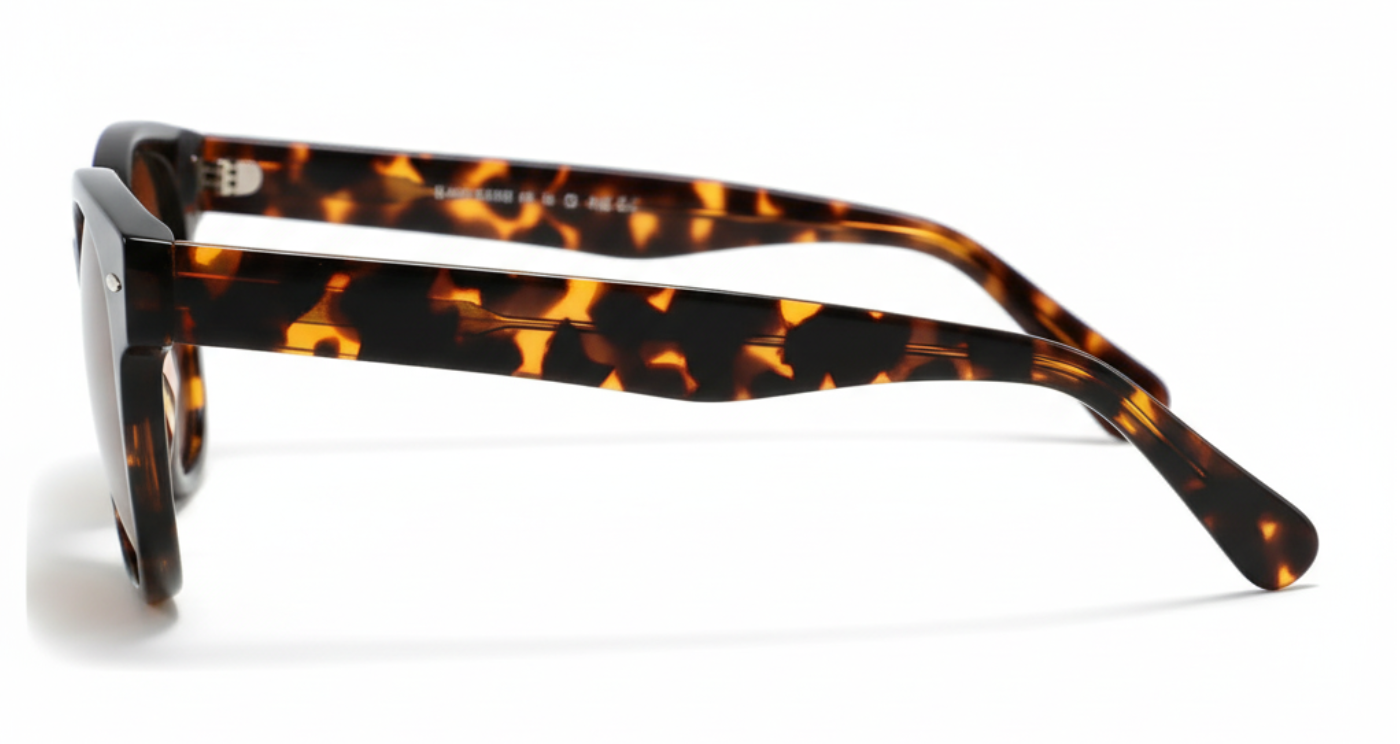 Missandtrendy zenith round sunglasses with tortoiseshell frame and brown lens 90º side view