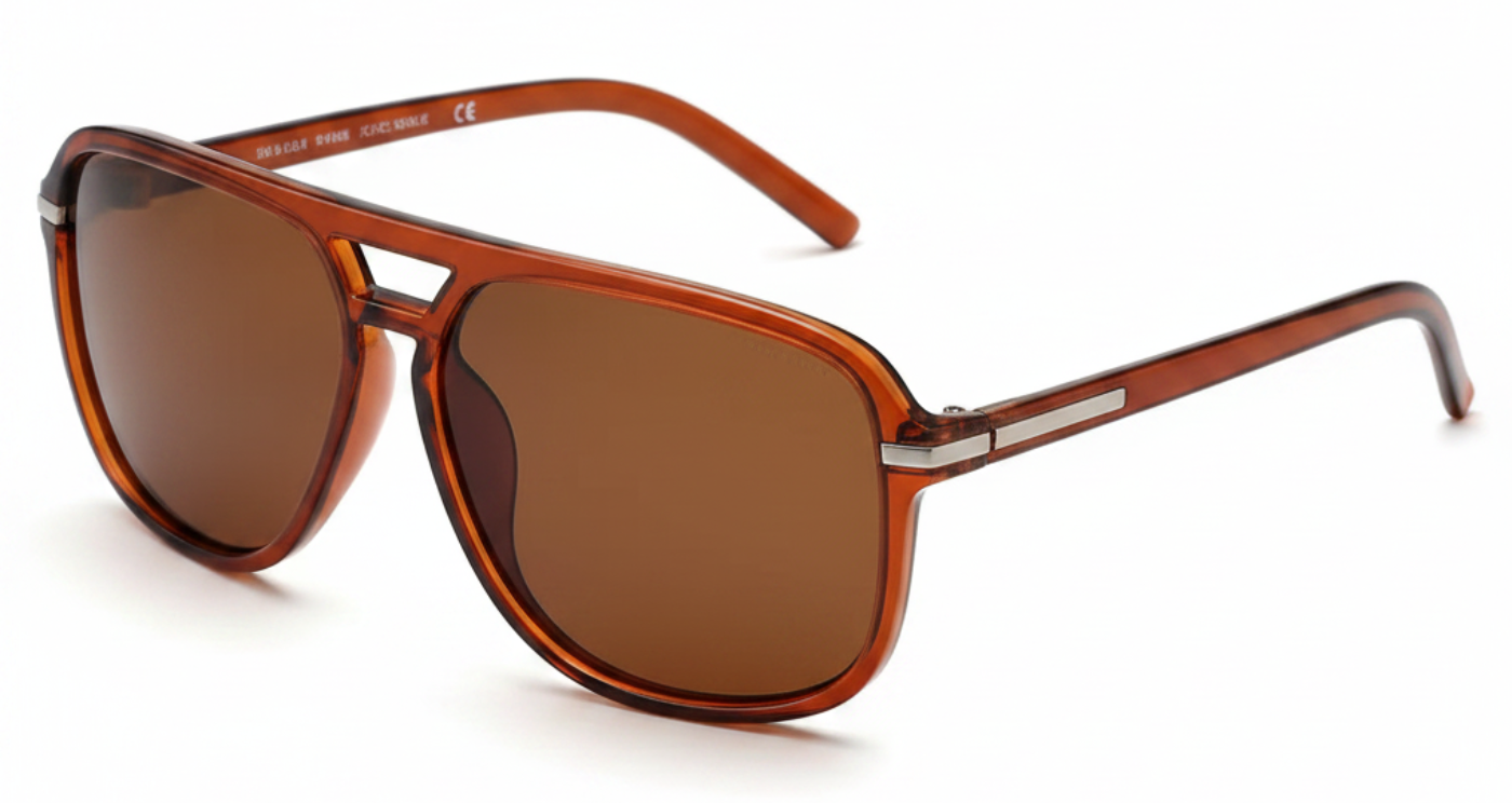 Missandtrendy Piccadilly wayfarer sunglasses with Brown frame and brown lens 45º side view new