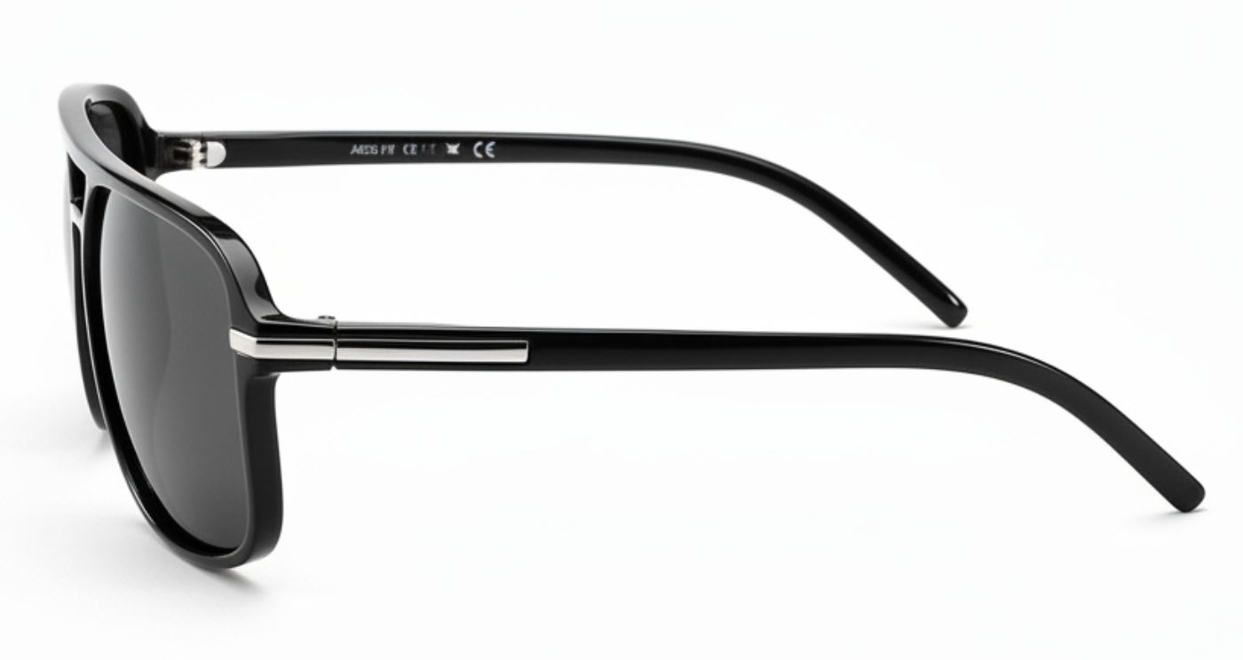 Missandtrendy Piccadilly Aviator stylesunglasses with black  frame and black lens 90º side view new 
