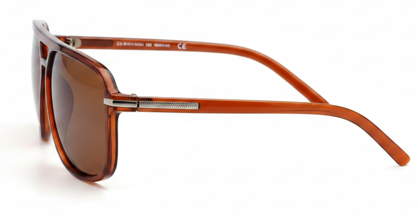 Missandtrendy Piccadilly wayfarer sunglasses with Brown frame and brown lens 90º side view new
