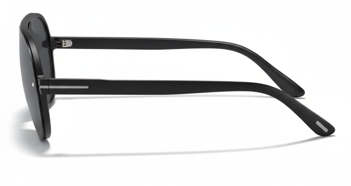 "Rockstar" Aviador TR90 Polarised UV400 Sunglasses Black frame and black lens UV polarised sunglasses 90º view