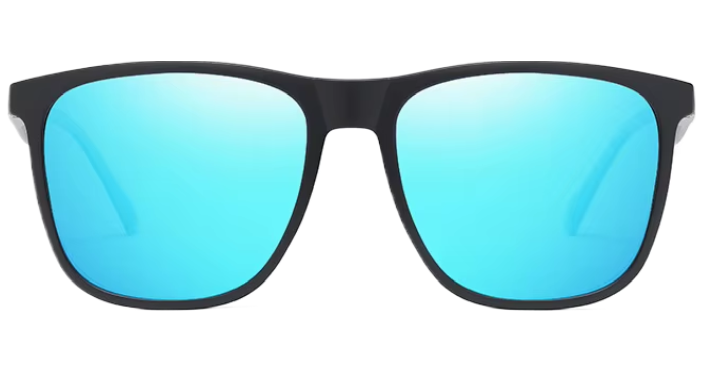 Missandtrendy soho square sunglasses with grey metal frame and mirror turquoise lens front side view_new_1.