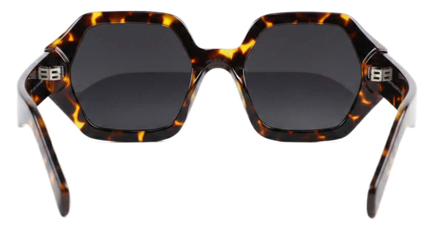 remium acetate  hexgonal  tortoiseshell and black gradient lens -UV Polarised sunglasses from missantrendy 180º view.