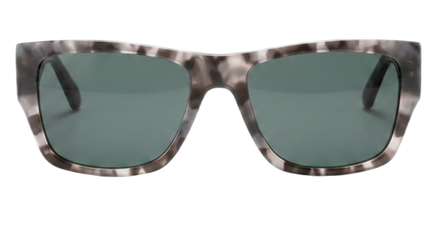 Uptown Unisex Premium Polarised UV Sunglasses with pattern grey frame and green lens by Missandtrendy 0º view