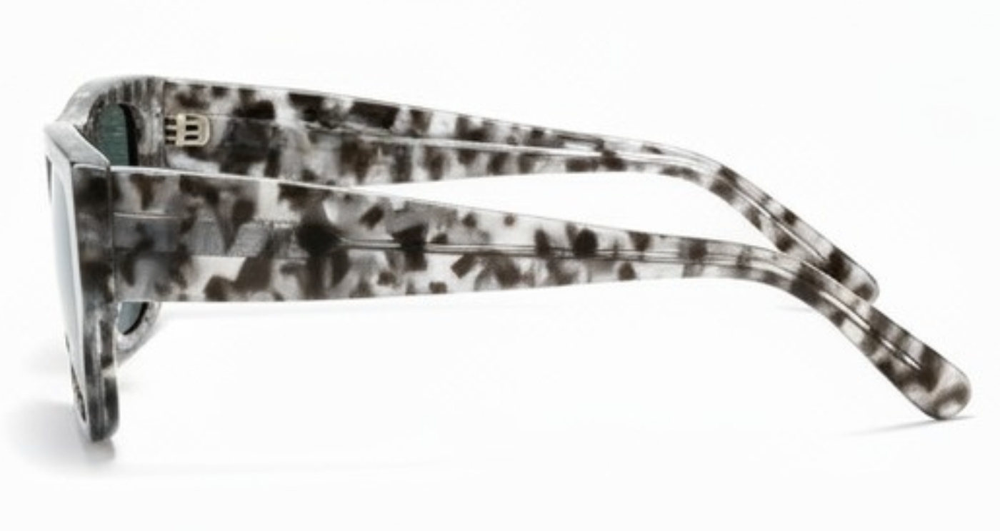 Uptown Unisex Premium Polarised UV Sunglasses with pattern grey frame and green lens by Missandtrendy 90º view