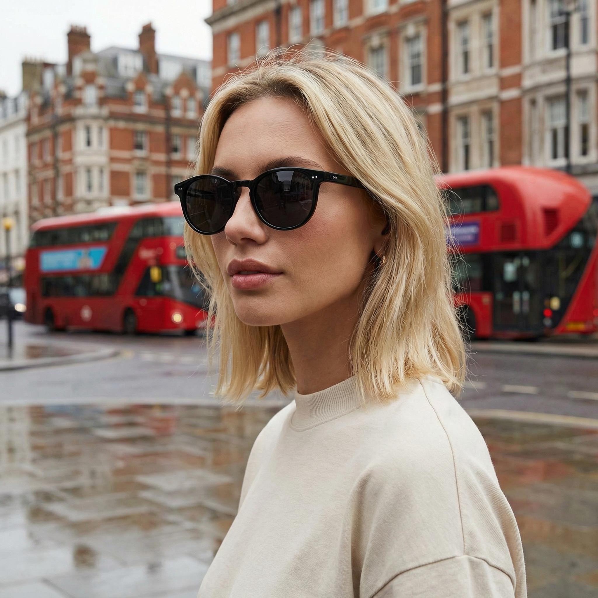 Woman_wearing_Hihgway_black_frame_and_black_lens_wayfarer_sunglasses_by_Missandtrendy_45_side_view