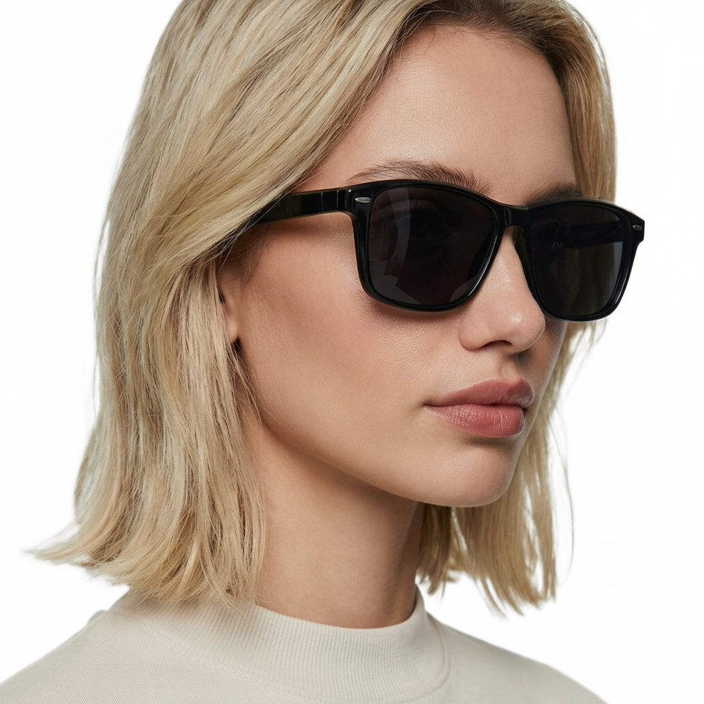 Woman_wearing_crystal_black_frame_and_black_lens_wayfarer_sunglasses_by_Missandtrendy_45º_side_view_main_New_01