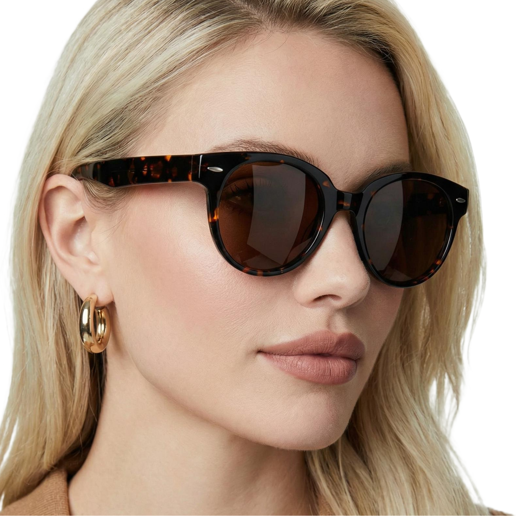 Woman_wearing_zenith_black_frame_and_black_lens_round_sunglasses_by_Missandtrendy_45_side_view_tortoiseshell
