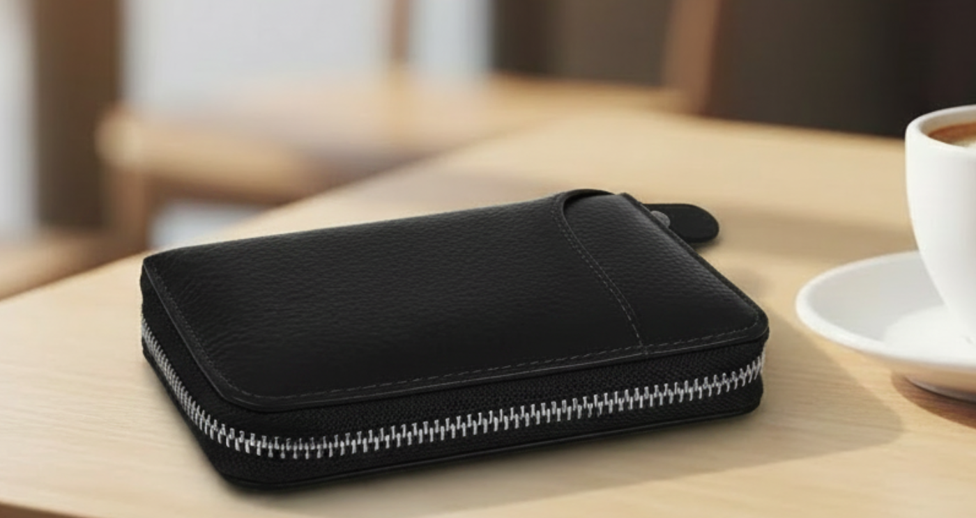 Women Genuine Leather Zipper Credit Card RFID Wallet