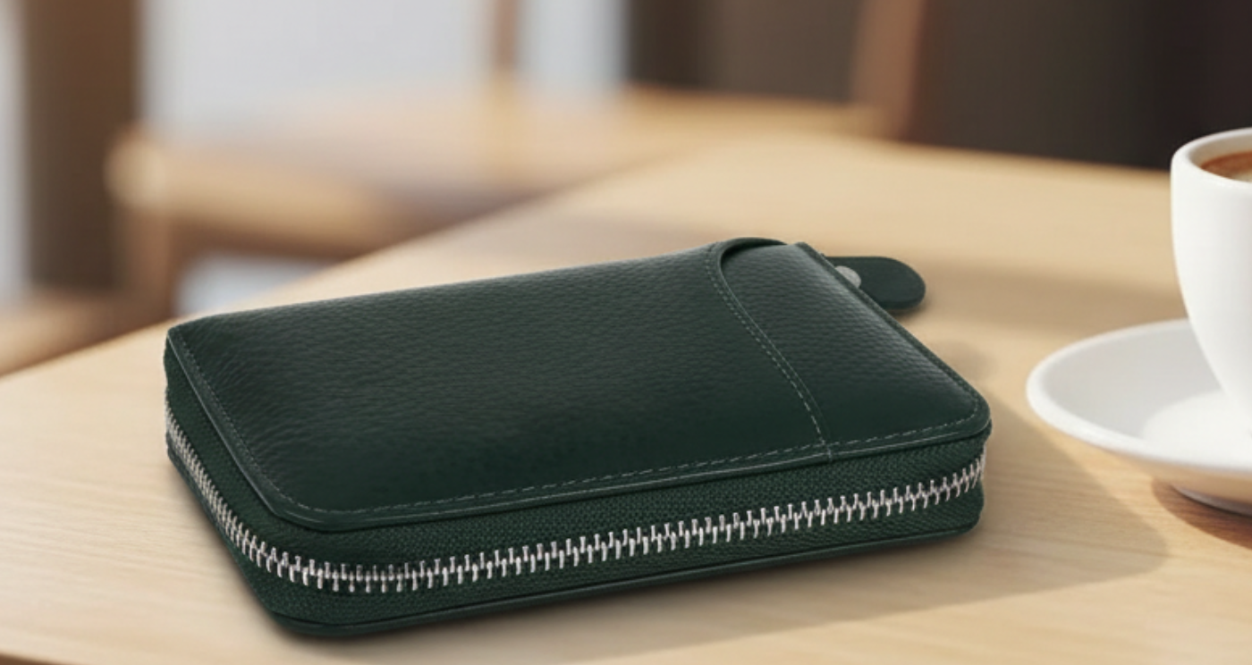 Women Genuine Leather Zipper Credit Card RFID Wallet