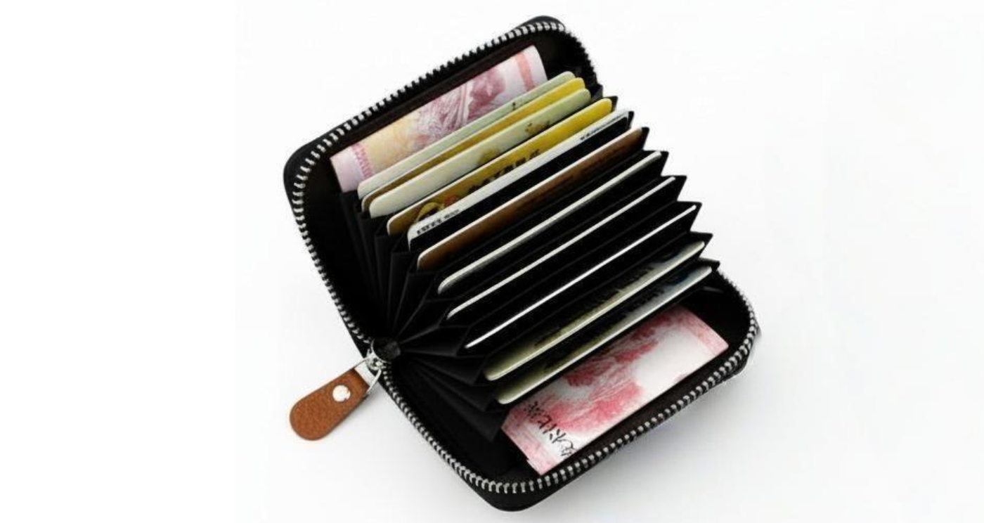 Missandtrendy Women Genuine Leather Zipper RFID Wallet brown detail display inner view