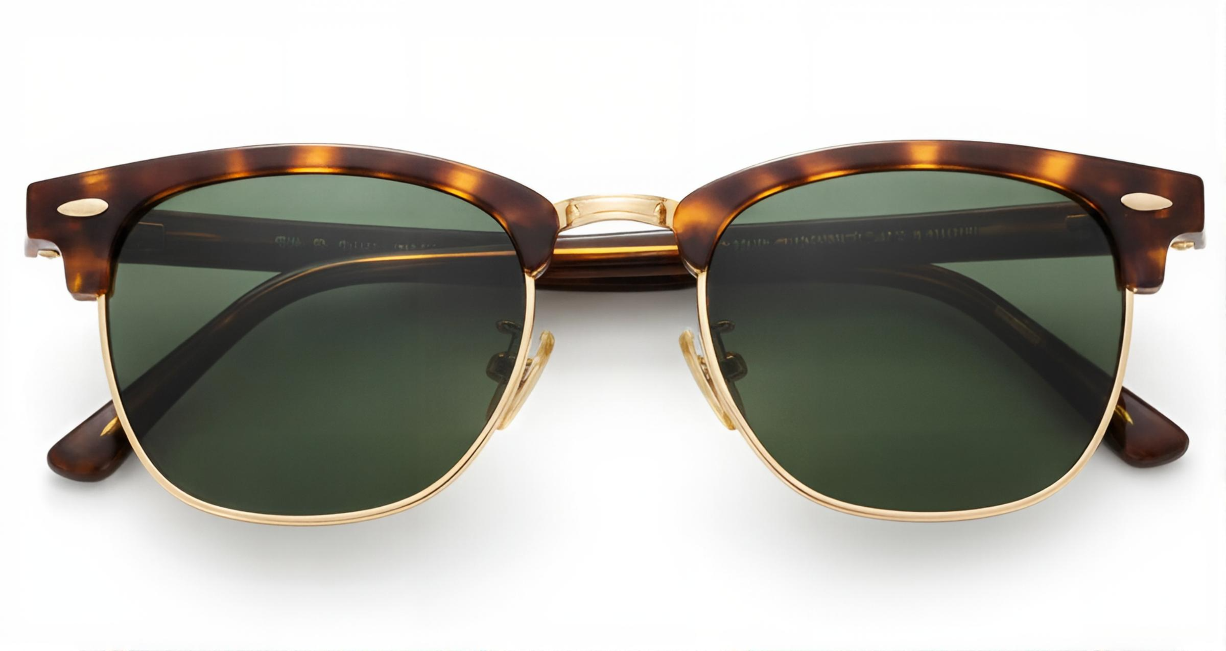 Cardiff - Tortoiseshell sunglasses with gold metal rims and dark green lenses, shown against a plain white background - Missandtrendy.