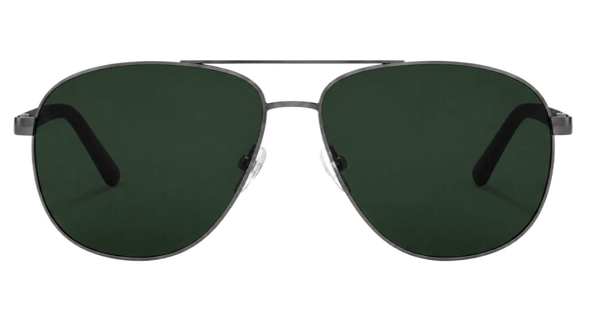 Missandtrendy fusion aviator sunglasses with army green frame and green lens 0º side view new style..