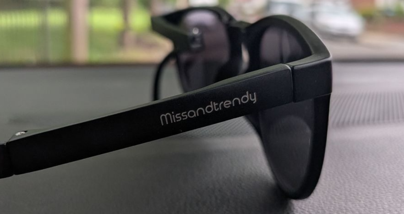 Missandtrendy convert round foldable sunglasses with black frame and black lens 45º side view folded