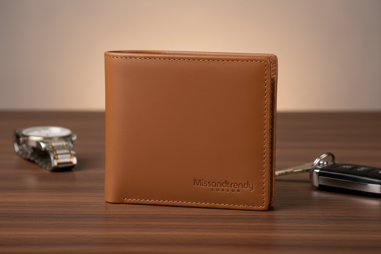 Genuine Leather Bifold Wallet for Men Perfect Gift brown folded branded