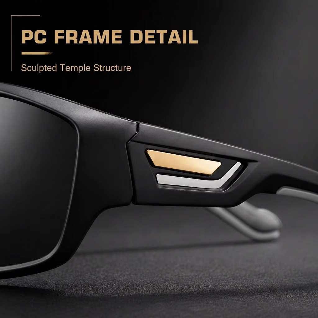 Temple detail with the red arm-tip trim changed to grey of Polarised UV 400 Sports Cycling Sunglasses 